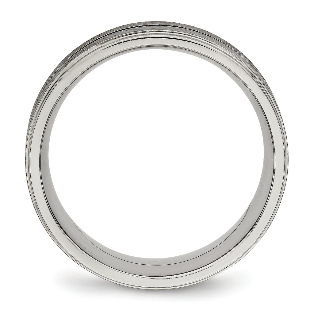 Grooved Wedding Band in Titanium, 8mm