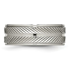 Grooved Wedding Band in Titanium, 8mm