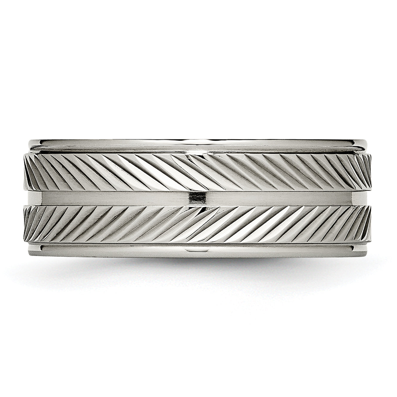 Grooved Wedding Band in Titanium, 8mm