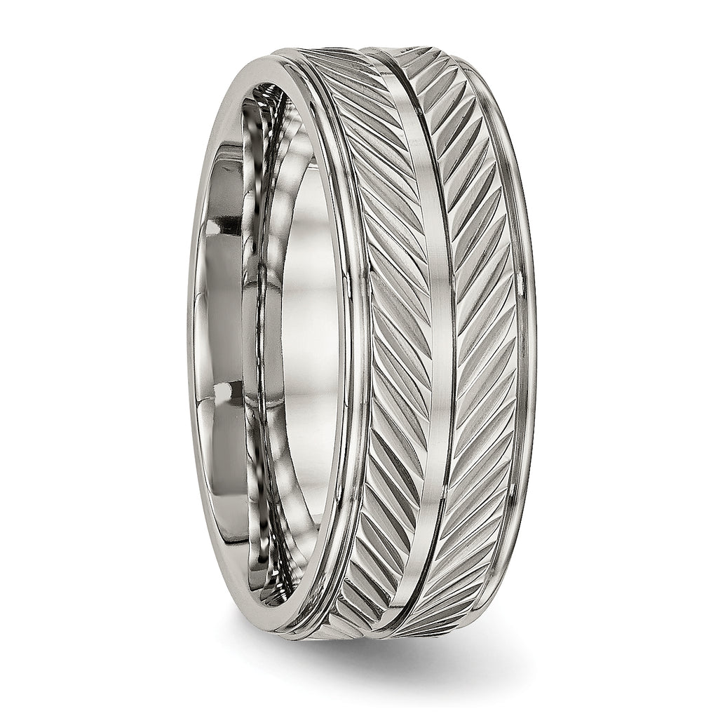 Grooved Wedding Band in Titanium, 8mm