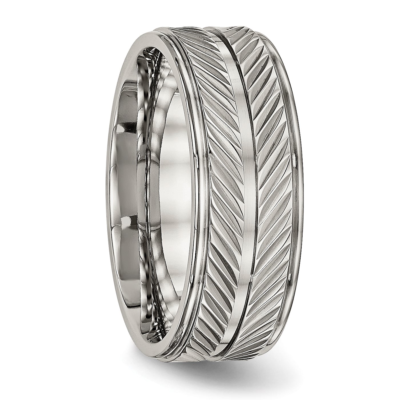 Grooved Wedding Band in Titanium, 8mm