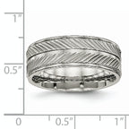 Grooved Wedding Band in Titanium, 8mm