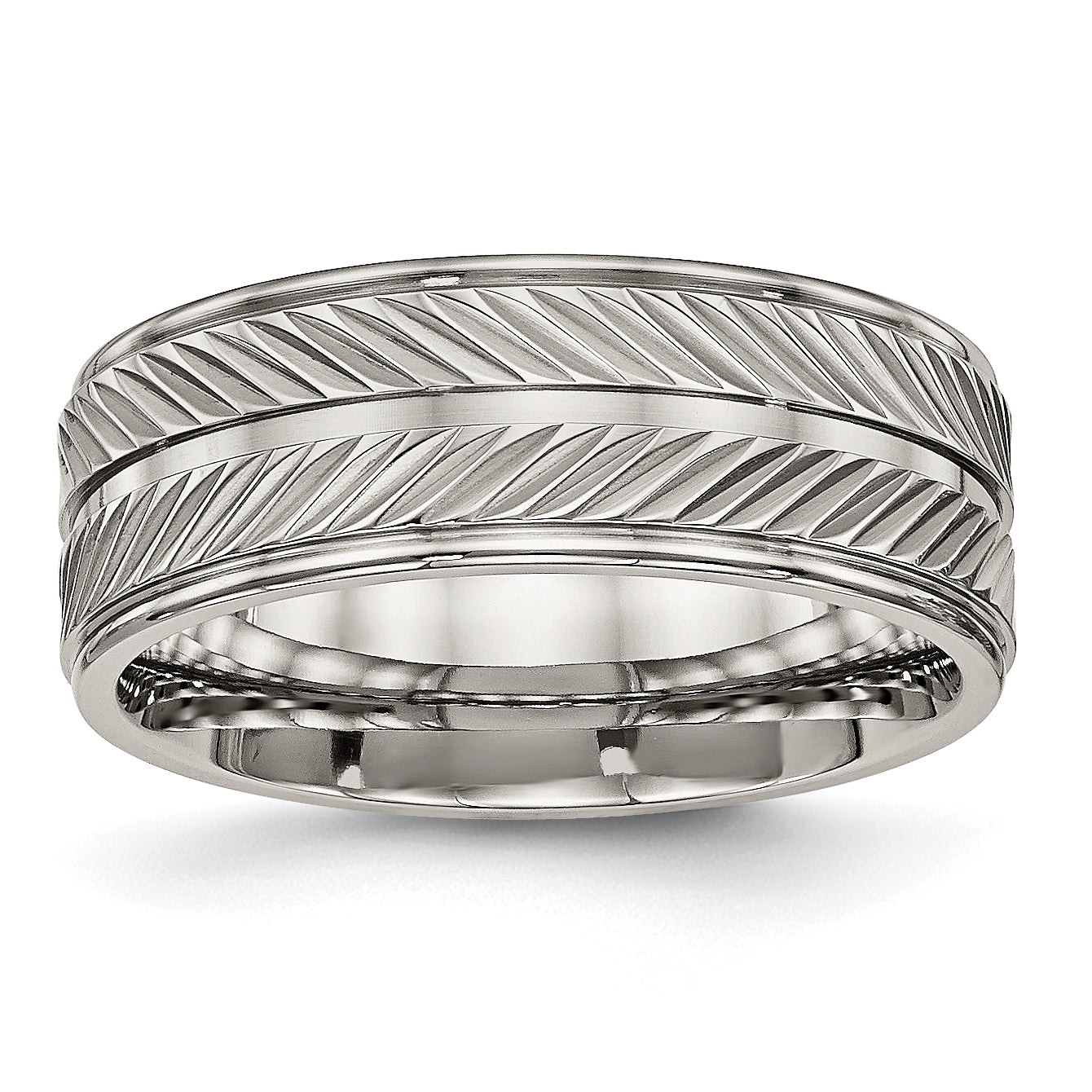 Titanium Polished 8mm Grooved Band Main image