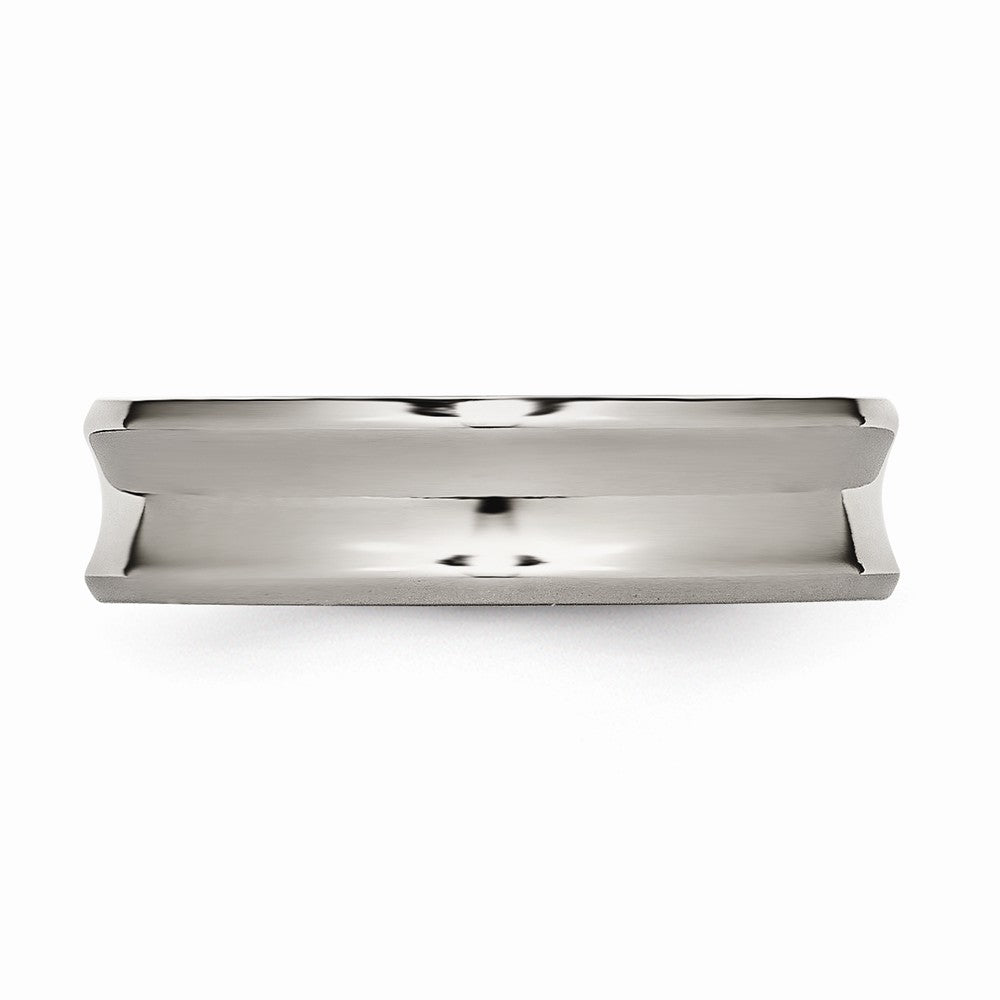 Titanium Polished Wedding Band with Concave Beveled Edge Engravable