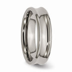 Concave Beveled-Edge Wedding Band in Titanium, 6mm