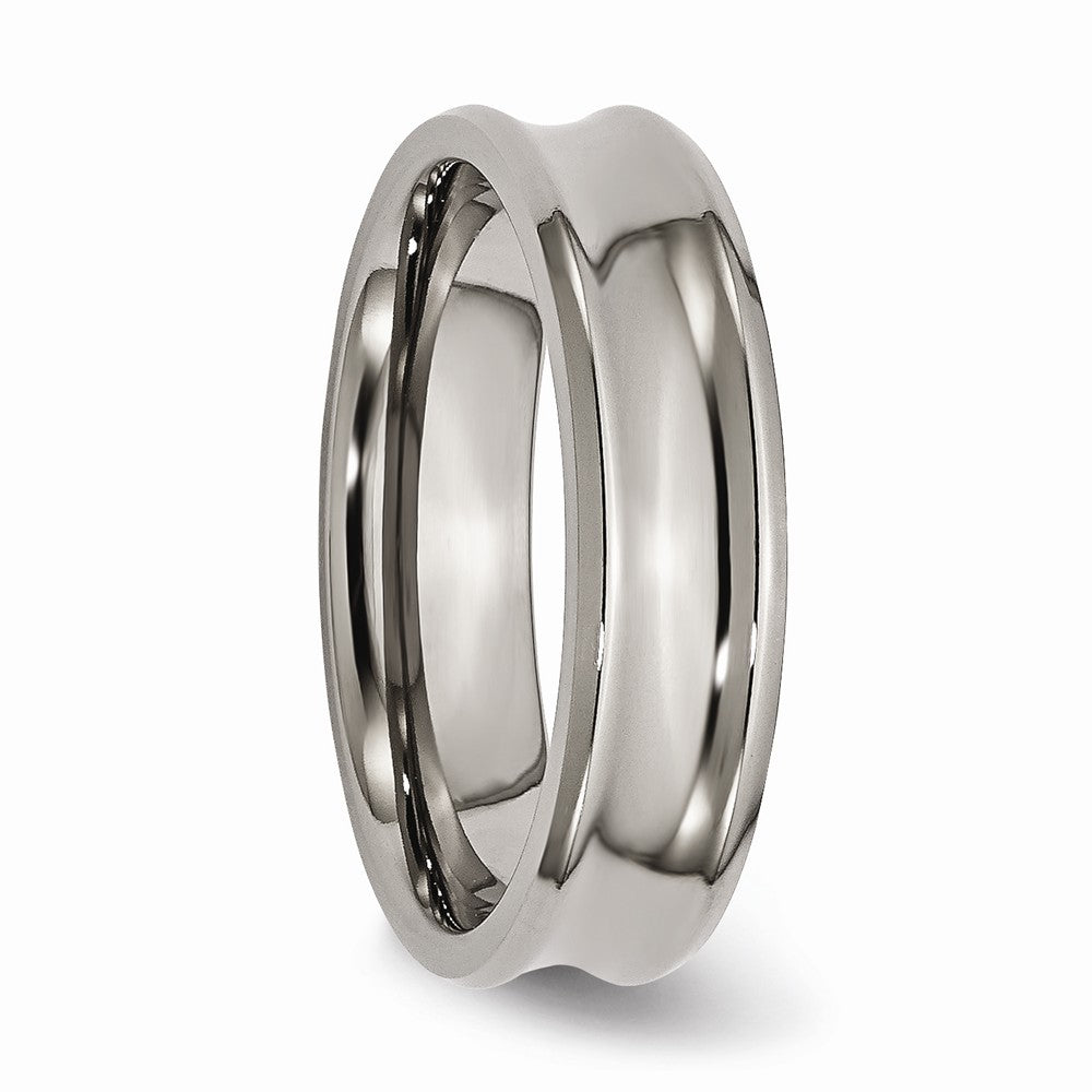 Concave Beveled-Edge Wedding Band in Titanium, 6mm
