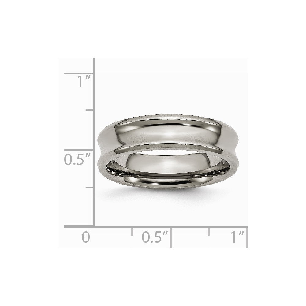 Titanium Concave 6mm Polished Beveled Edge Band
