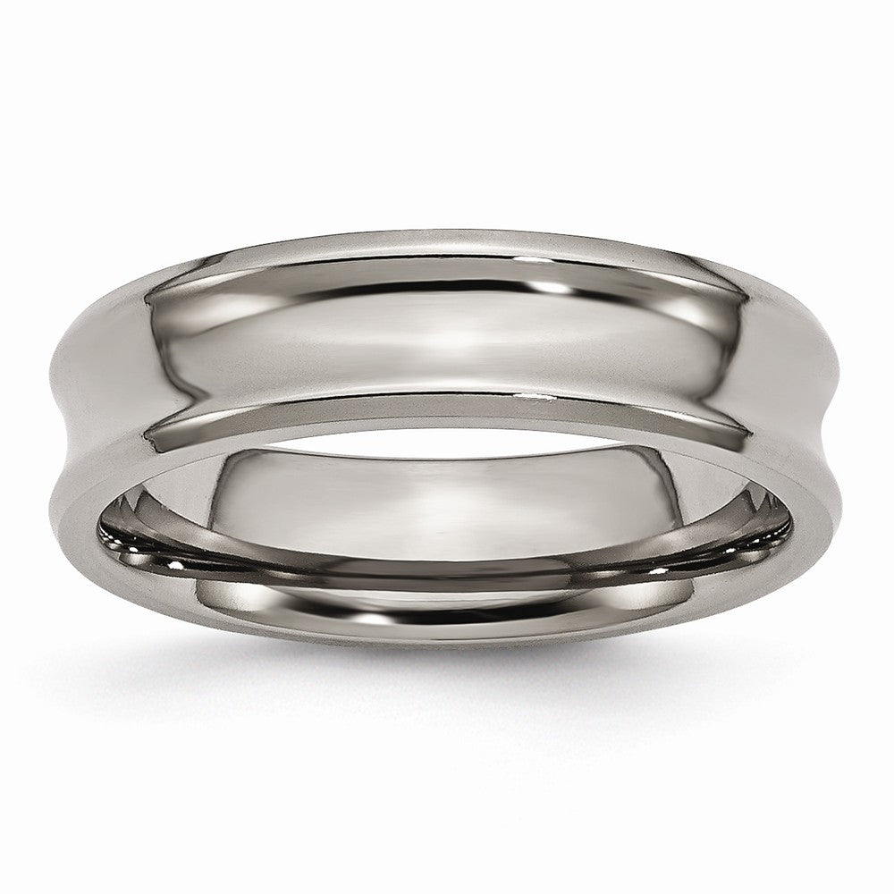 Concave Beveled-Edge Wedding Band in Titanium, 6mm