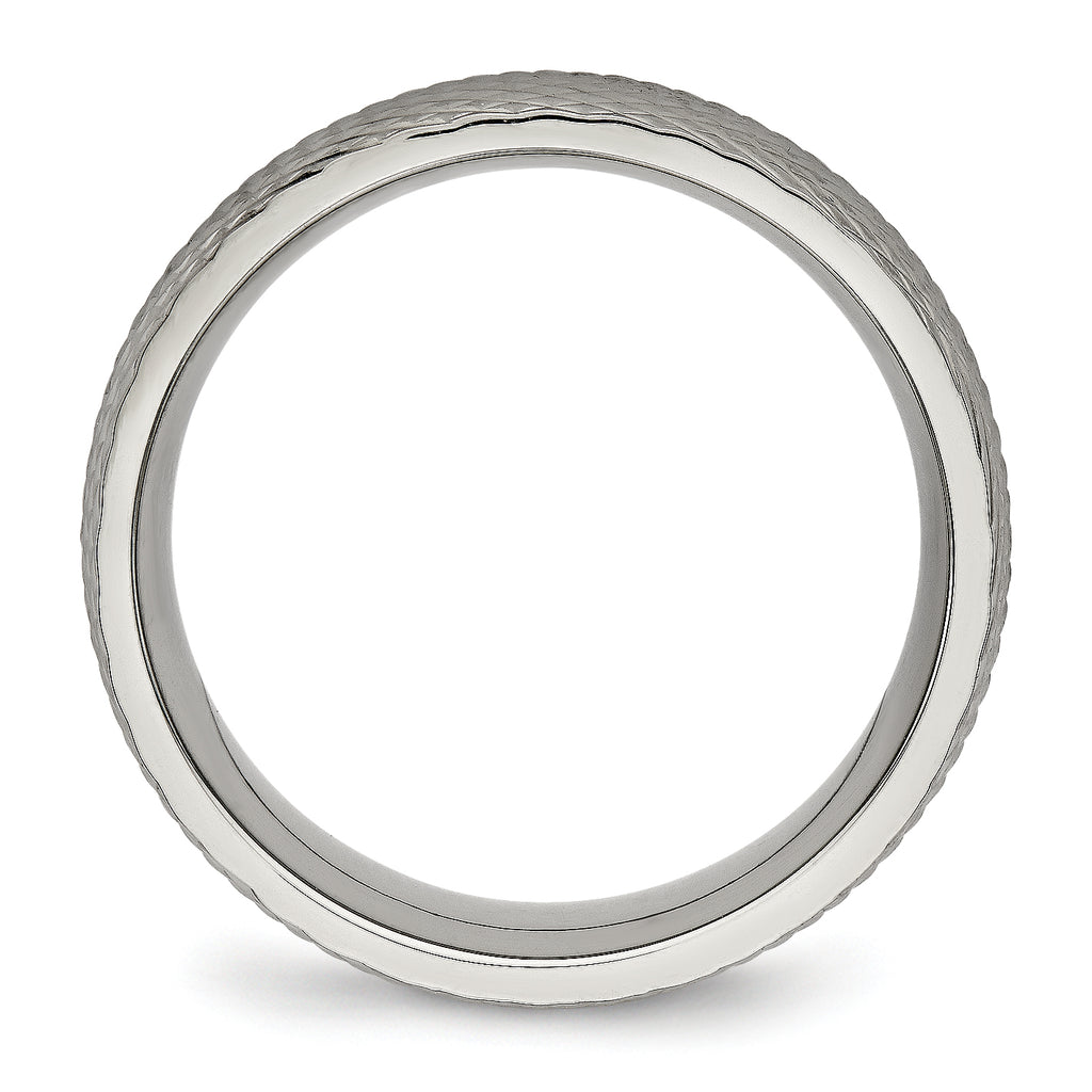 Polished & Textured Wedding Band in Titanium, 8mm