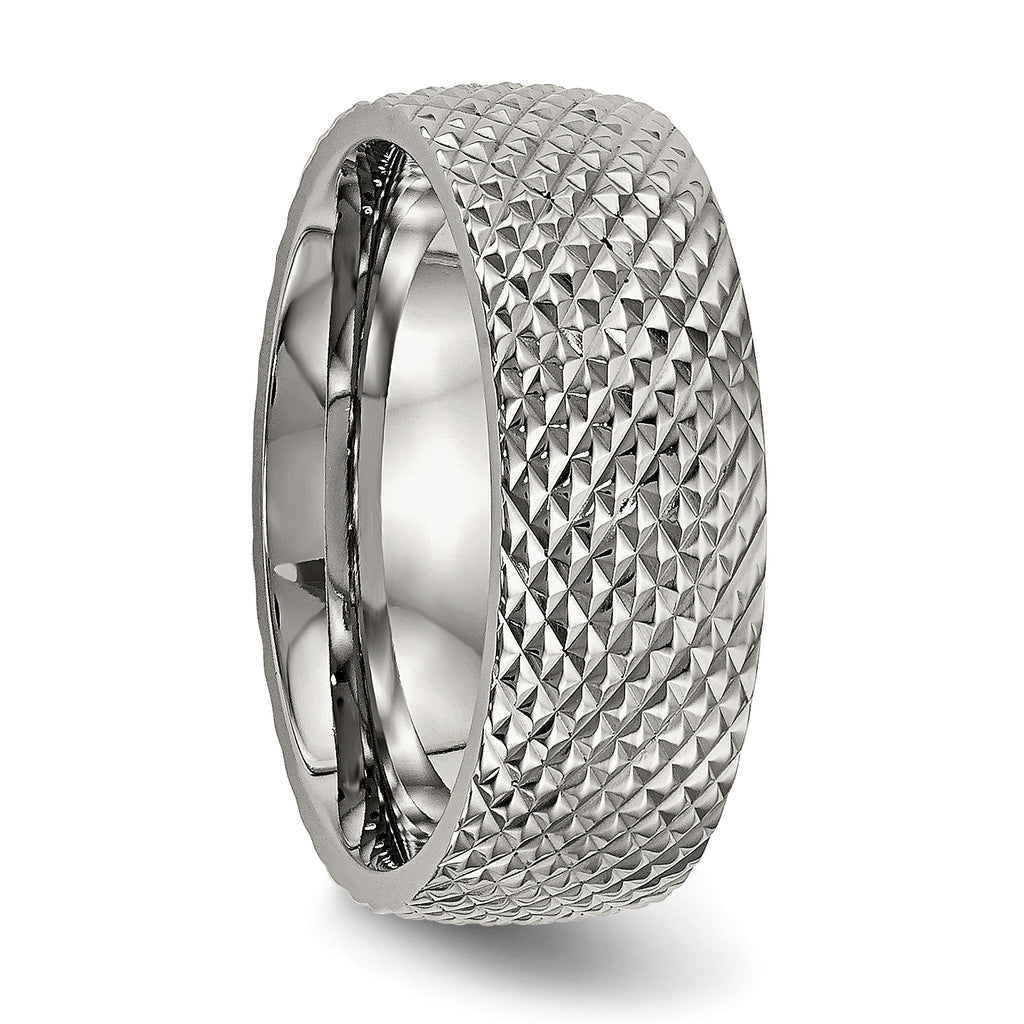 Polished & Textured Wedding Band in Titanium, 8mm