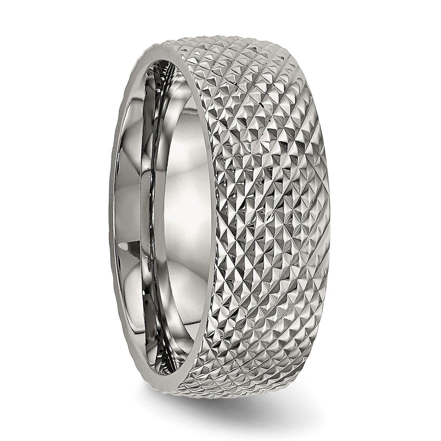 Polished & Textured Wedding Band in Titanium, 8mm