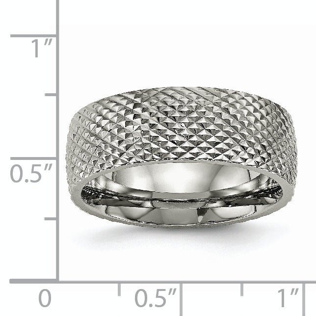 Polished & Textured Wedding Band in Titanium, 8mm