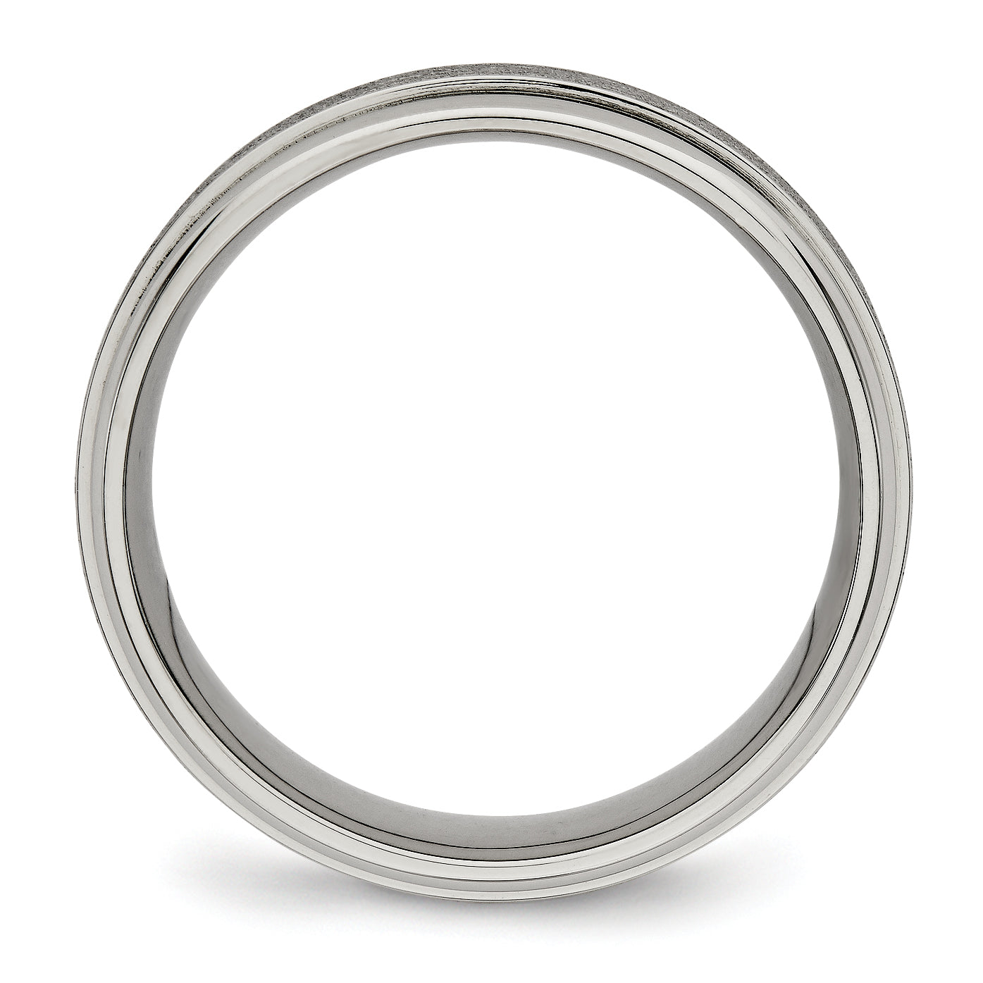 Ridged Edge Comfort-Fit Wedding Band in Titanium, 7mm Secondary image