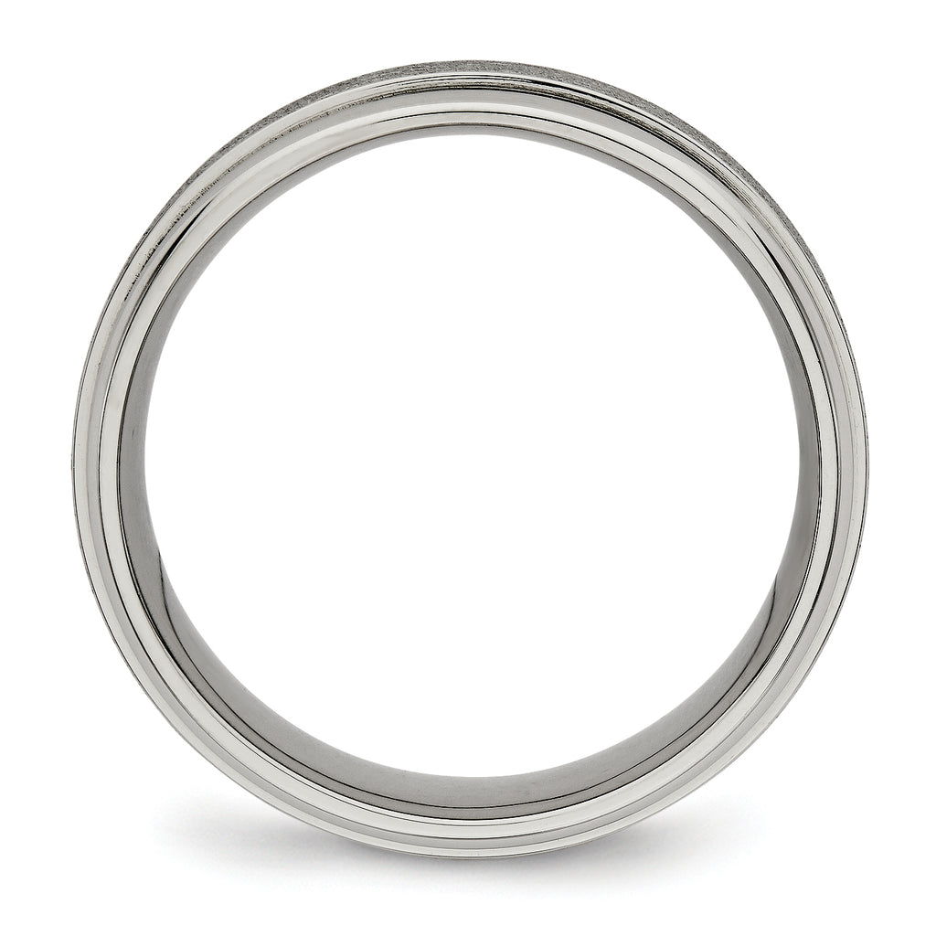 Ridged Edge Comfort-Fit Wedding Band in Titanium, 7mm