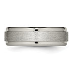 Ridged Edge Comfort-Fit Wedding Band in Titanium, 7mm