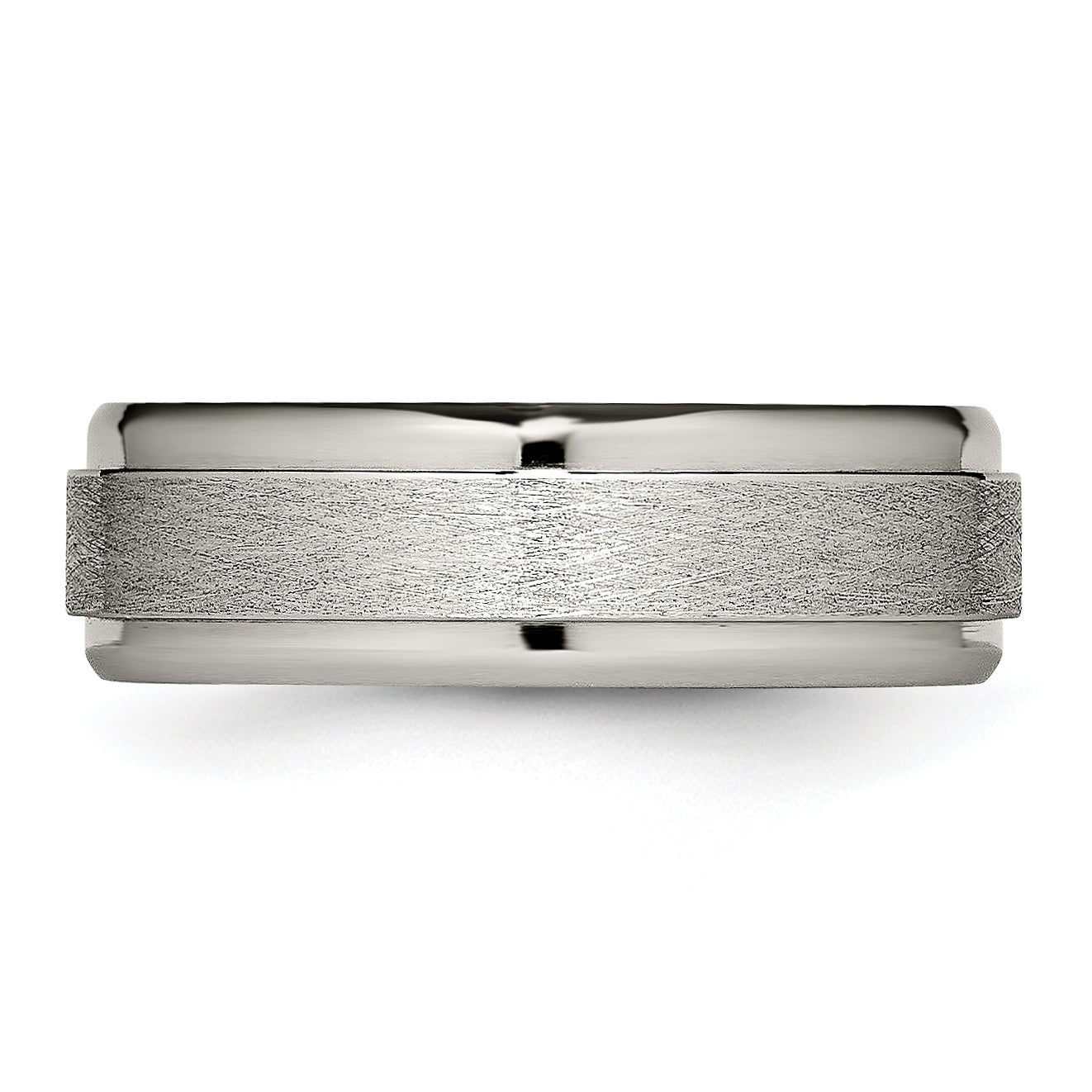 Ridged Edge Comfort-Fit Wedding Band in Titanium, 7mm
