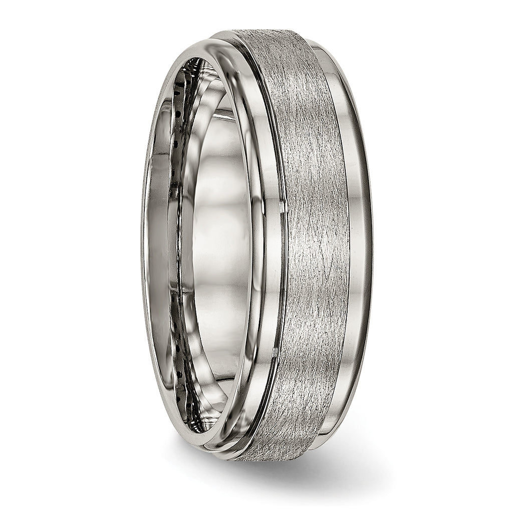 Ridged Edge Comfort-Fit Wedding Band in Titanium, 7mm