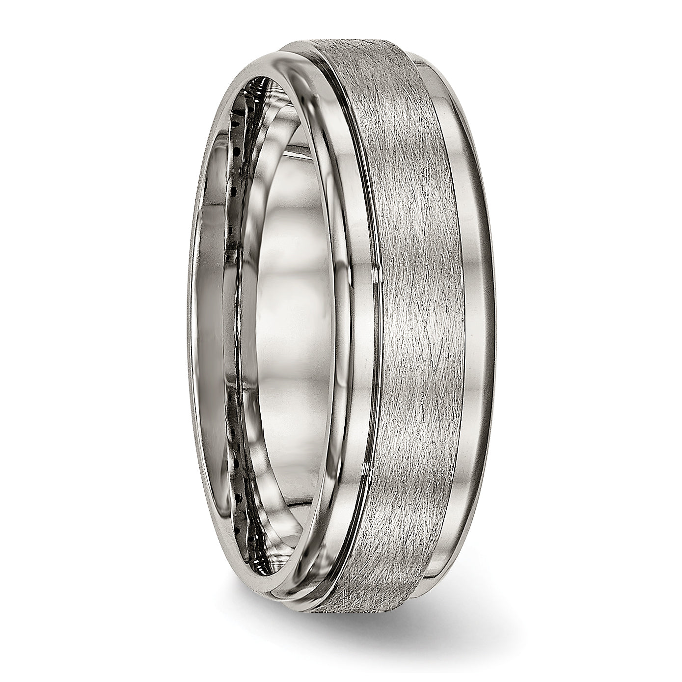Ridged Edge Comfort-Fit Wedding Band in Titanium, 7mm