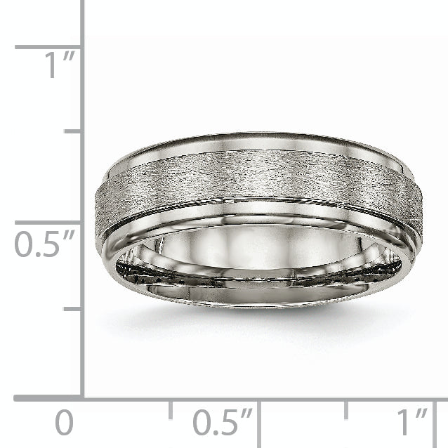 Ridged Edge Comfort-Fit Wedding Band in Titanium, 7mm