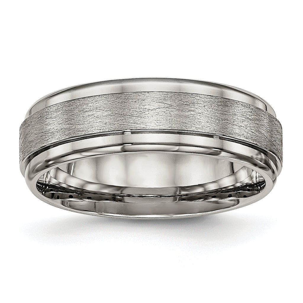 Titanium Brushed Center 7mm Ridged Edge Band
