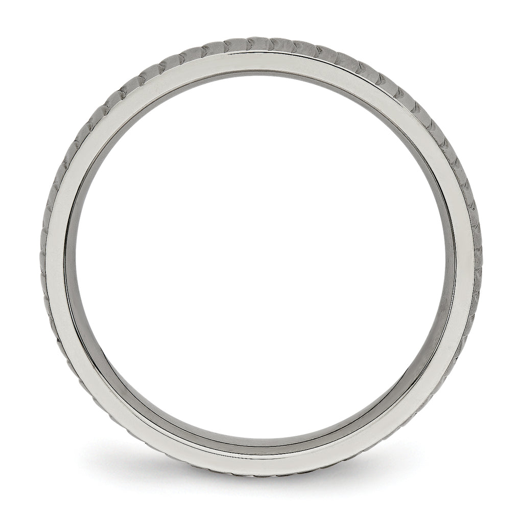 Polished & Textured Wedding Band in Titanium, 4mm