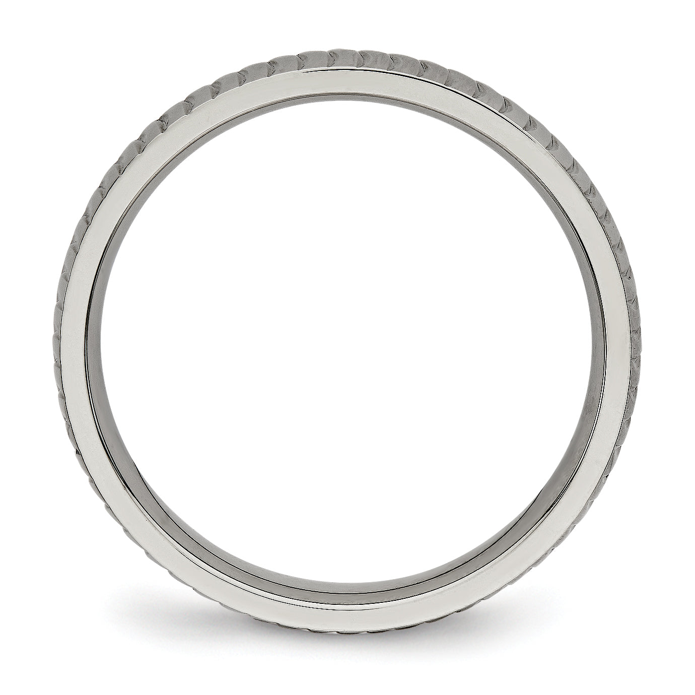Polished & Textured Wedding Band in Titanium, 4mm