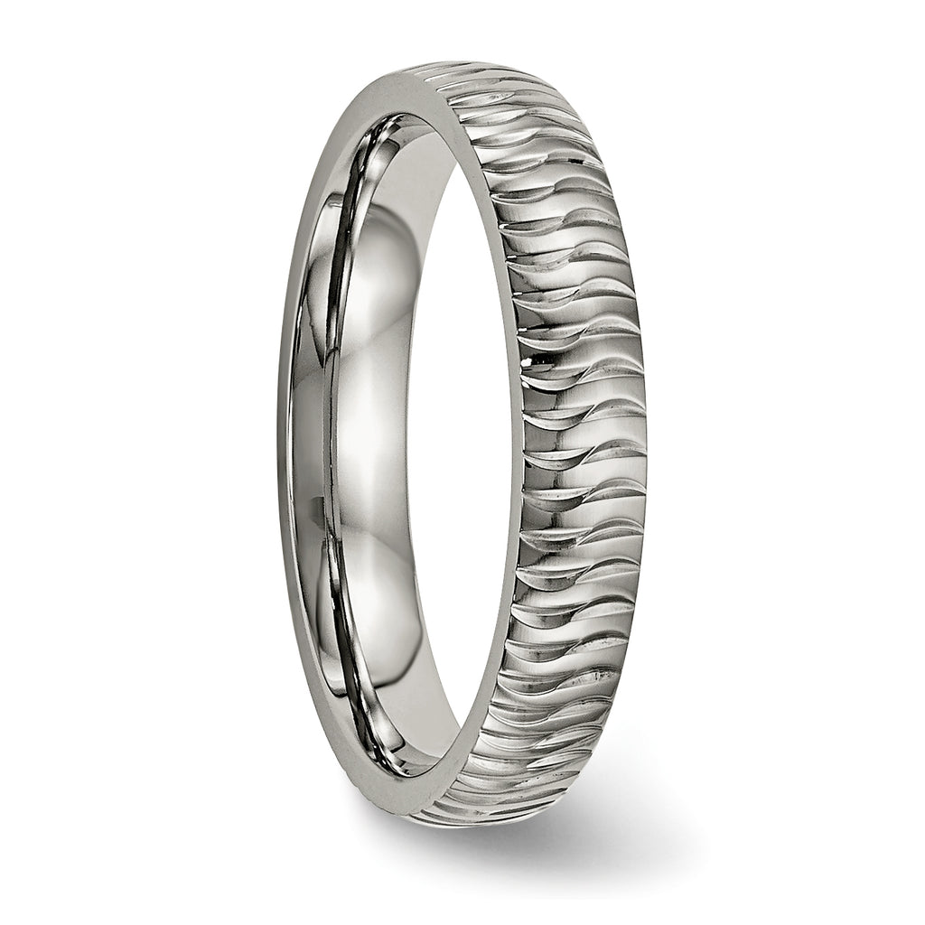 Polished & Textured Wedding Band in Titanium, 4mm