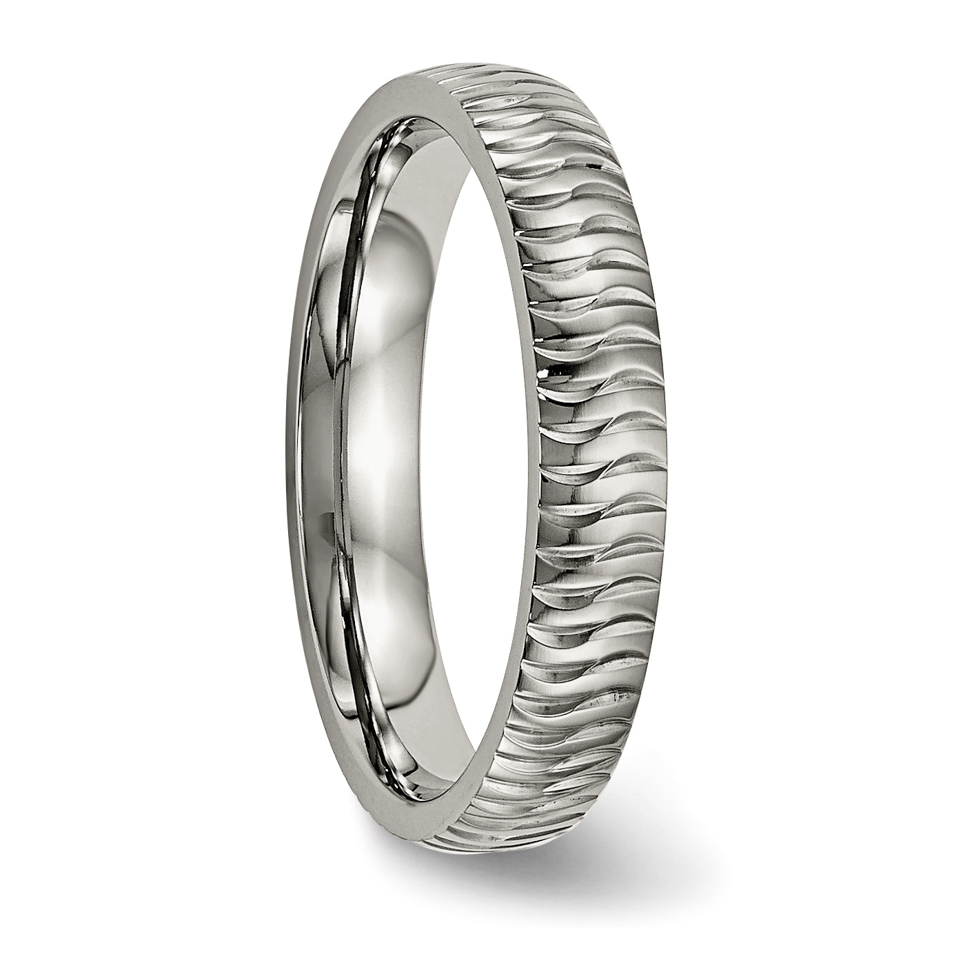 Polished & Textured Wedding Band in Titanium, 4mm