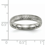 Polished & Textured Wedding Band in Titanium, 4mm