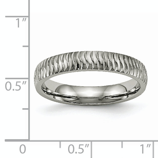 Polished & Textured Wedding Band in Titanium, 4mm
