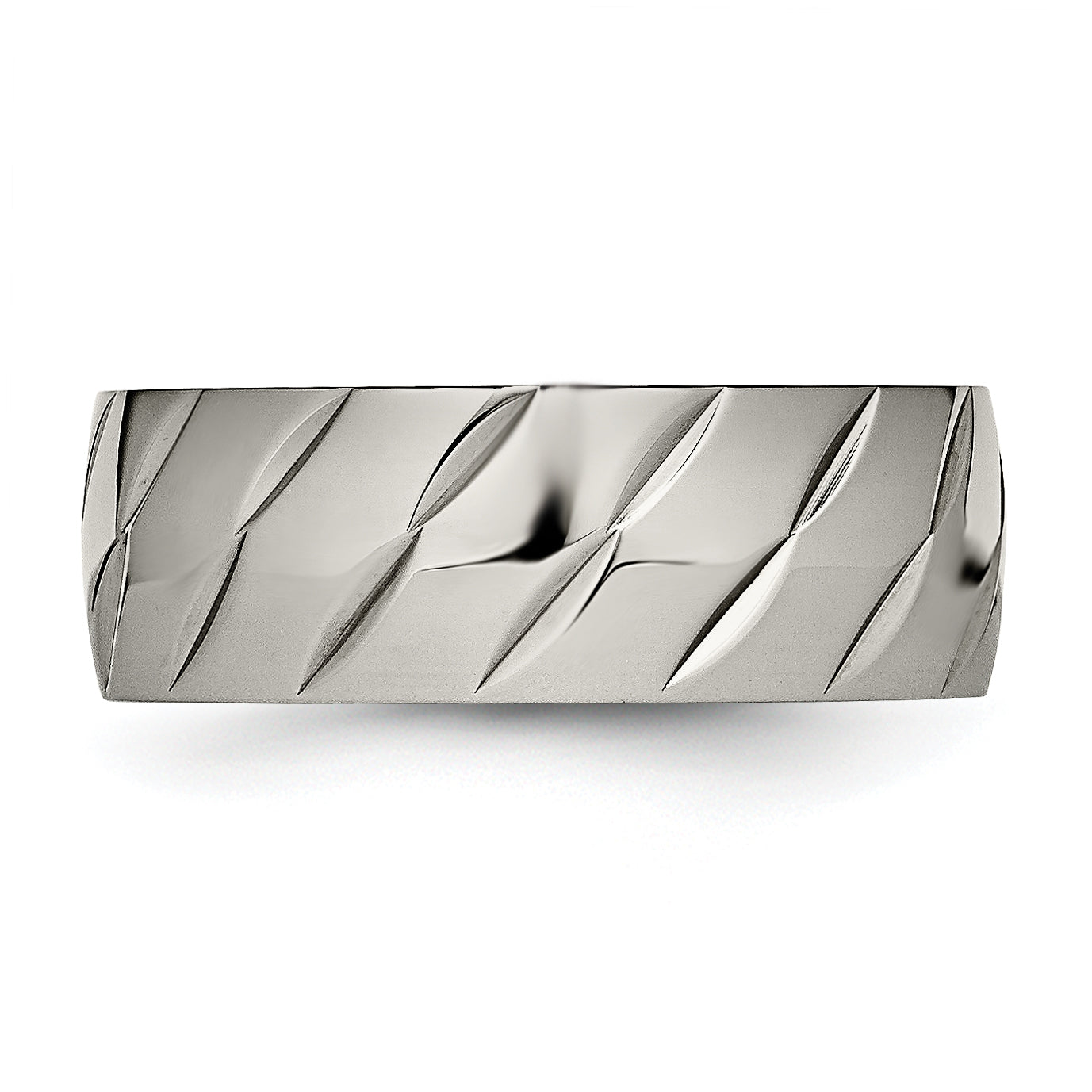 Diamond-Cut Wedding Band in Titanium, 8mm