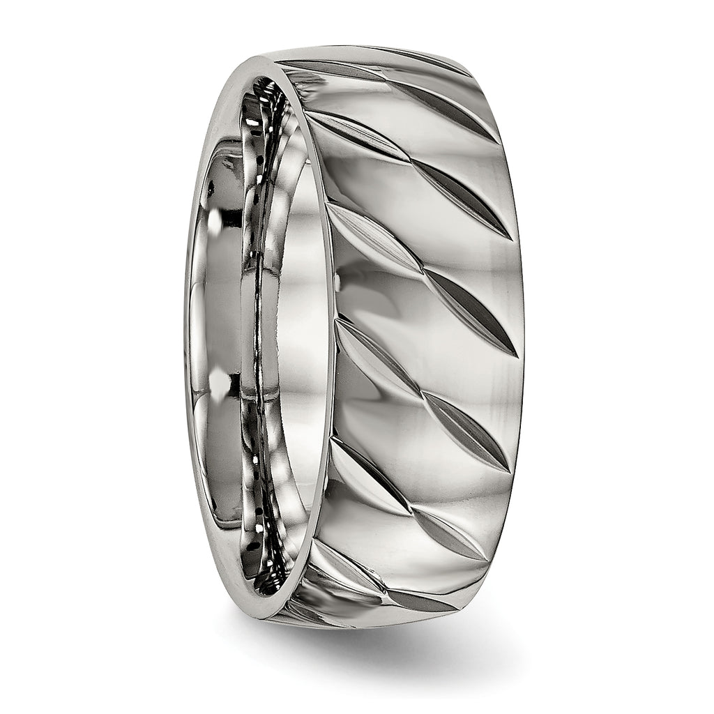 Diamond-Cut Wedding Band in Titanium, 8mm