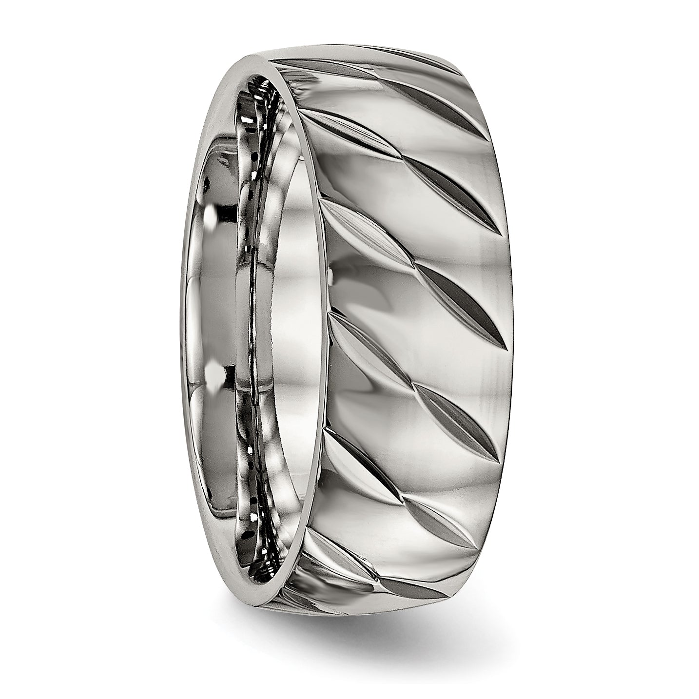 Diamond-Cut Wedding Band in Titanium, 8mm
