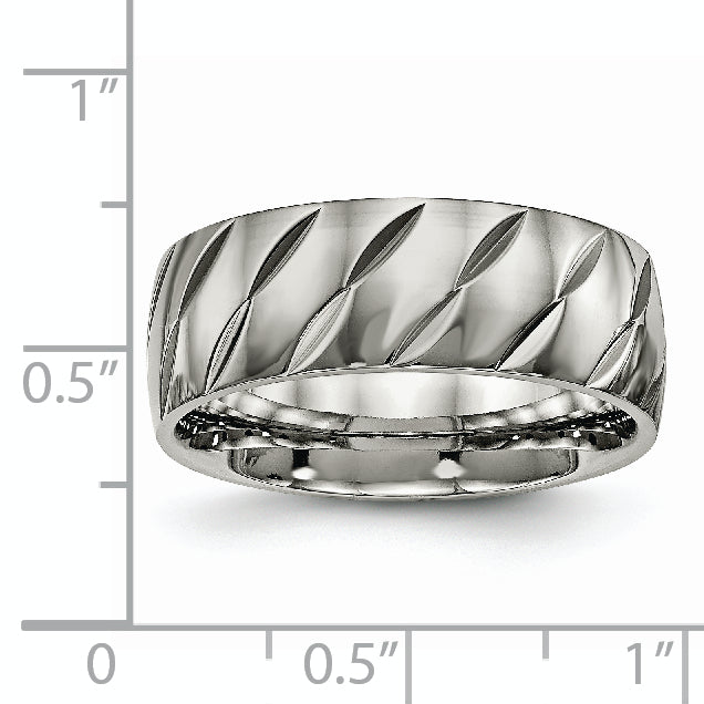 Diamond-Cut Wedding Band in Titanium, 8mm