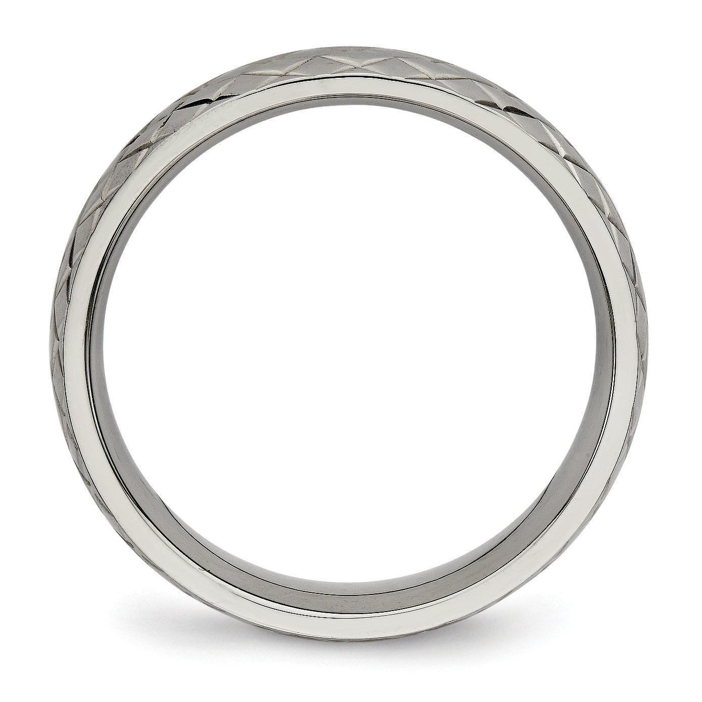 Polished & Textured Wedding Band in Titanium, 6mm Secondary image