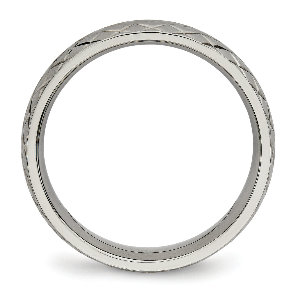 Polished & Textured Wedding Band in Titanium, 6mm
