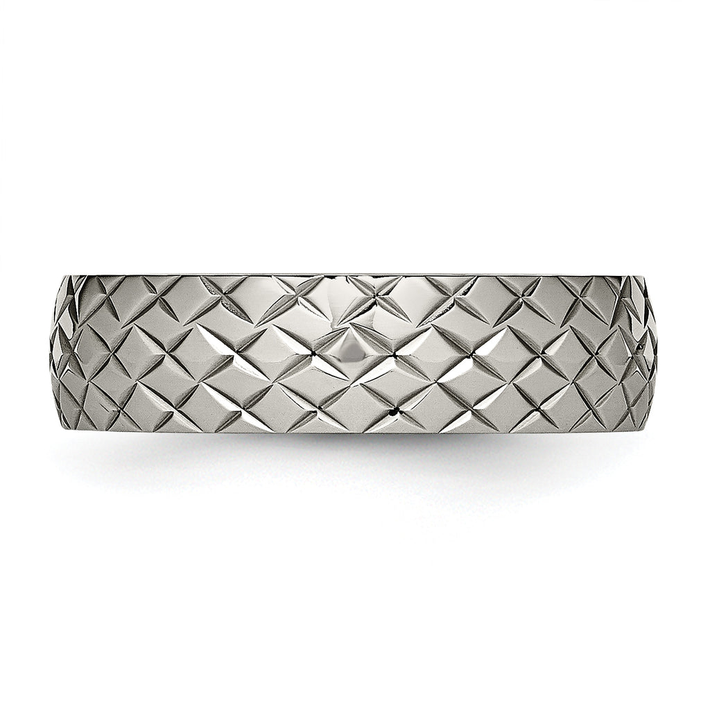 Polished & Textured Wedding Band in Titanium, 6mm