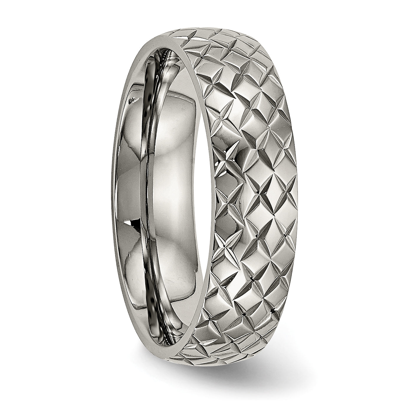 Polished & Textured Wedding Band in Titanium, 6mm