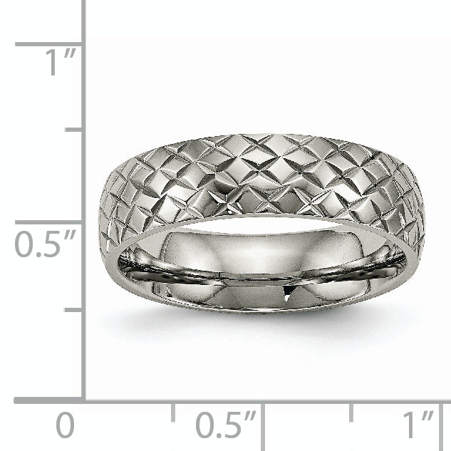 Polished & Textured Wedding Band in Titanium, 6mm