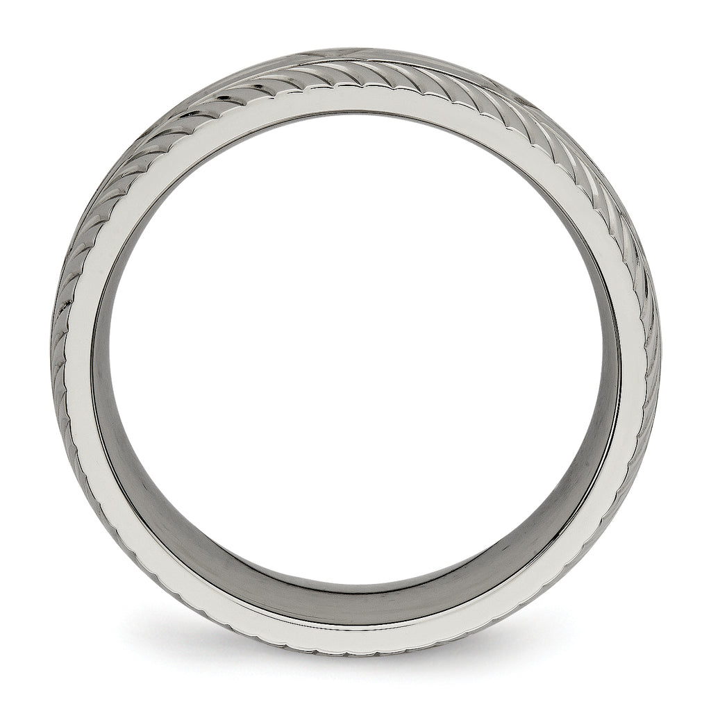Diamond-Cut Comfort-Fit Wedding Band in Titanium, 7mm