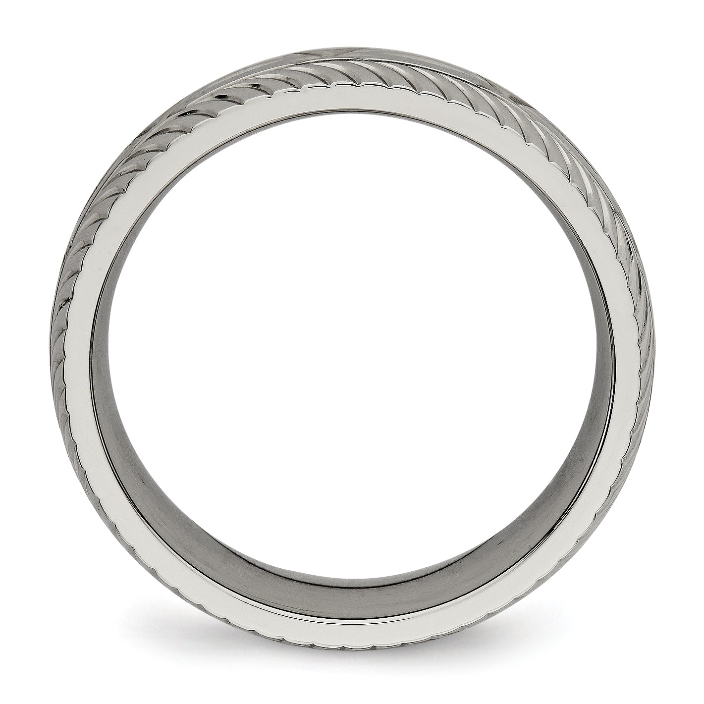 Diamond-Cut Comfort-Fit Wedding Band in Titanium, 7mm