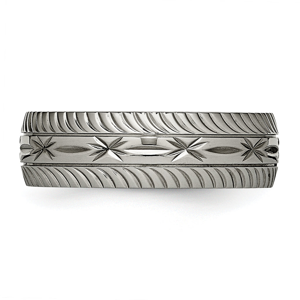 Diamond-Cut Comfort-Fit Wedding Band in Titanium, 7mm