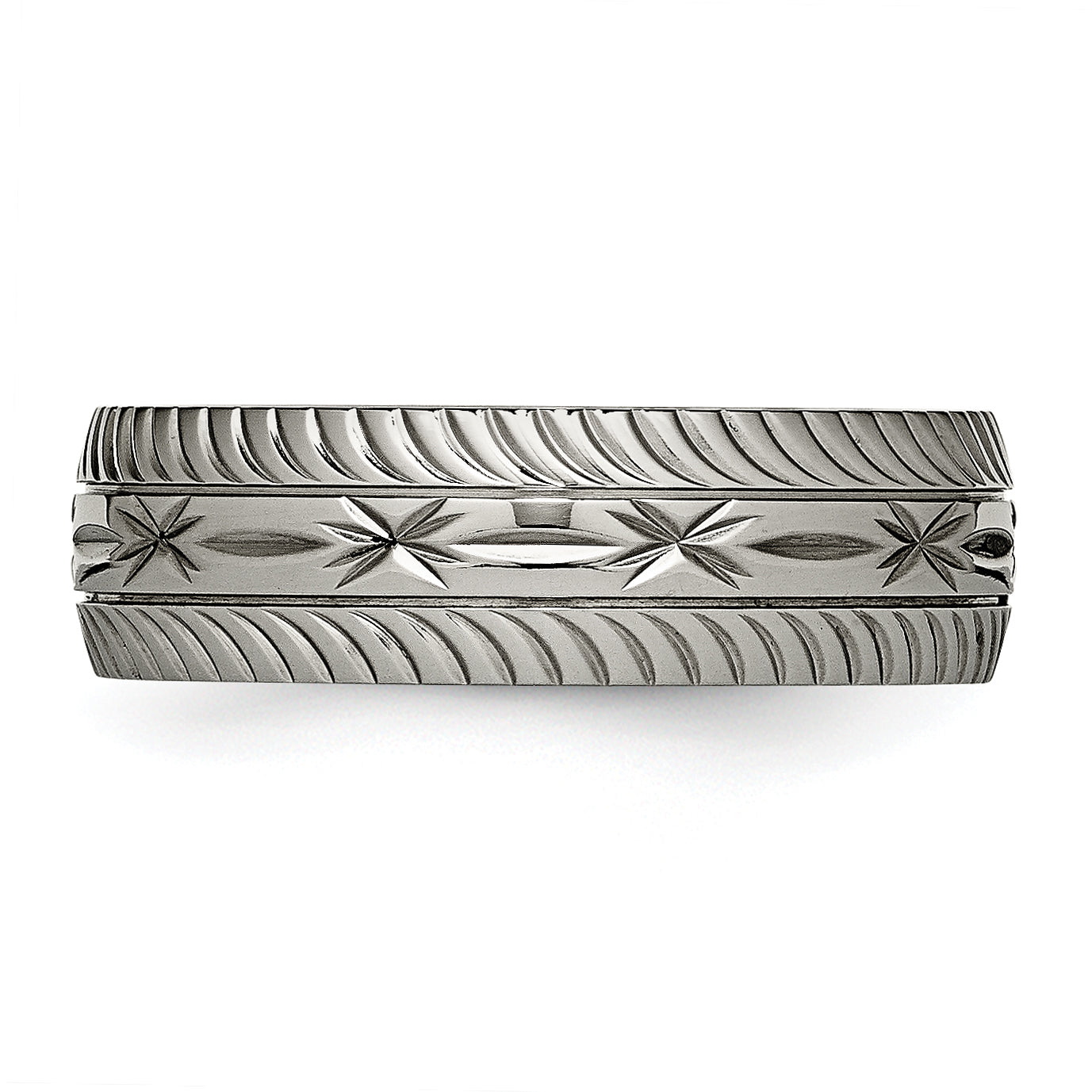 Diamond-Cut Comfort-Fit Wedding Band in Titanium, 7mm