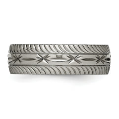 Titanium Unisex Wedding Band with Polished Diamond-Cut Finish