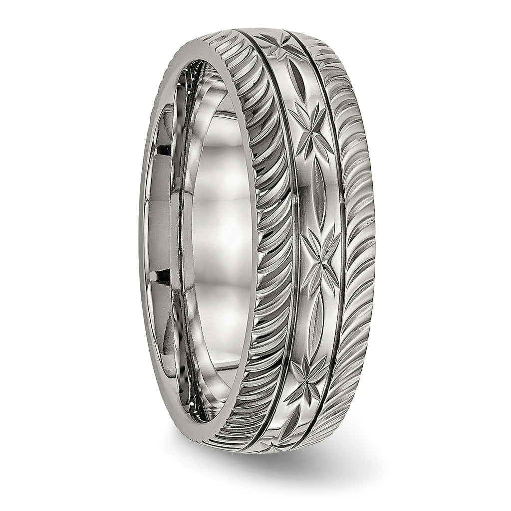 Diamond-Cut Comfort-Fit Wedding Band in Titanium, 7mm