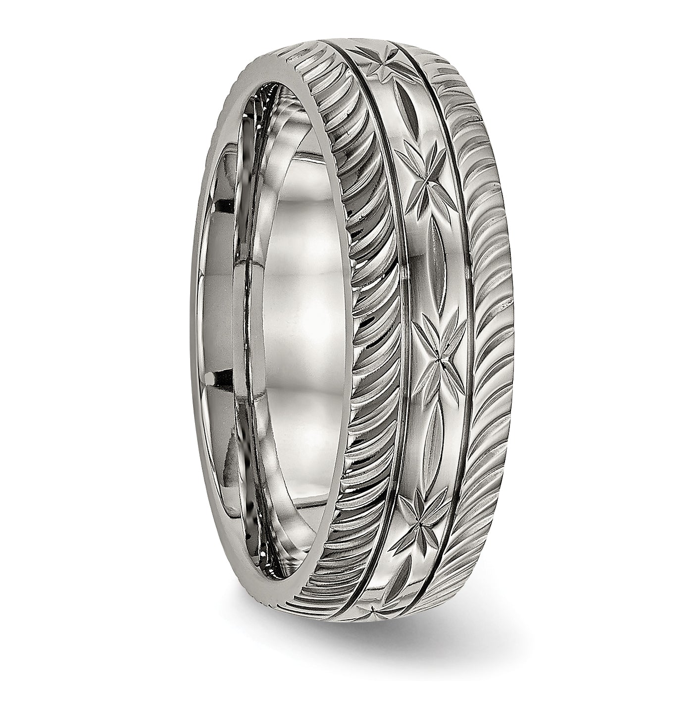 Diamond-Cut Comfort-Fit Wedding Band in Titanium, 7mm