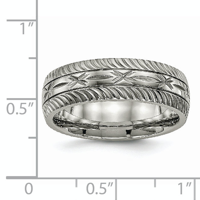 Diamond-Cut Comfort-Fit Wedding Band in Titanium, 7mm