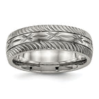 Titanium Polished Diamond Cut 7mm Band