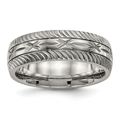 Titanium Polished Diamond Cut 7mm Band