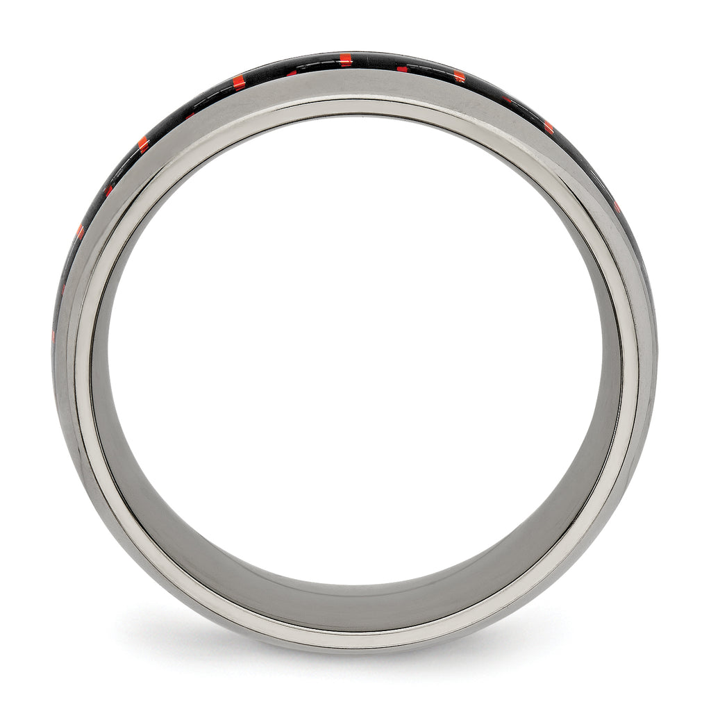Carbon Fiber Inlay Wedding Band in Titanium, 8mm